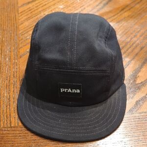 Prana 5 Panel Flatbill Hat Cap Adjustable Back Black